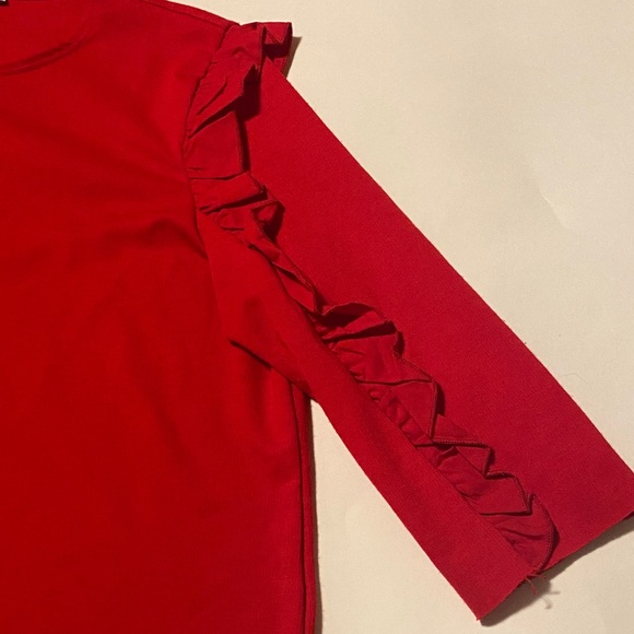 Red Ruffle Sleeve Top - Picture 4 of 6